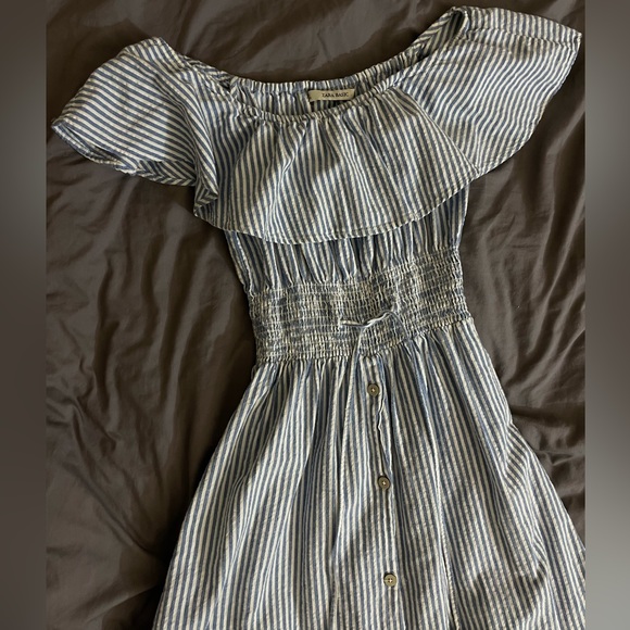 ***SOLD*** Off the Shoulder Striped Blue Dress - Picture 4 of 9